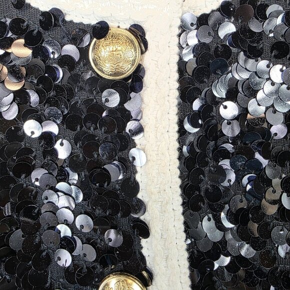 Crewcuts Jacket Girls Medium 8-9 Black Sequin Tweed Trim Cardigan Party Holiday - Picture 3 of 15